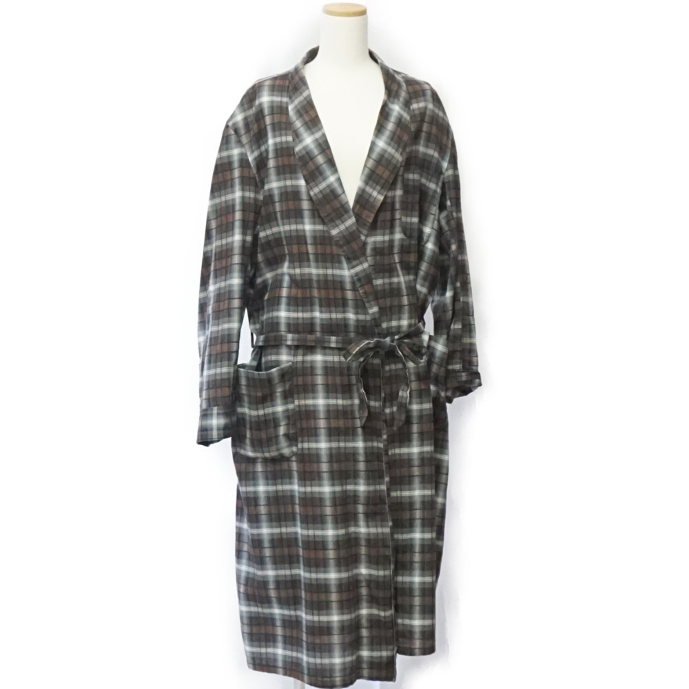 PENNEY'S TOWNCRAFT　ぺニーズ　タウンクラフト　ガウン　ロングシャツ　チェック柄　ブラウン系　ｻｲｽﾞL　メンズ　アパレル　羽織　トップス　【中古】