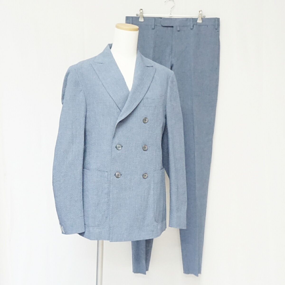 THE GIGI ザ ジジ サッカー地 セットアップ ブルー系 スーツ サイズ46 アパレル メンズ 【中古】|質屋かんてい局 盛岡店