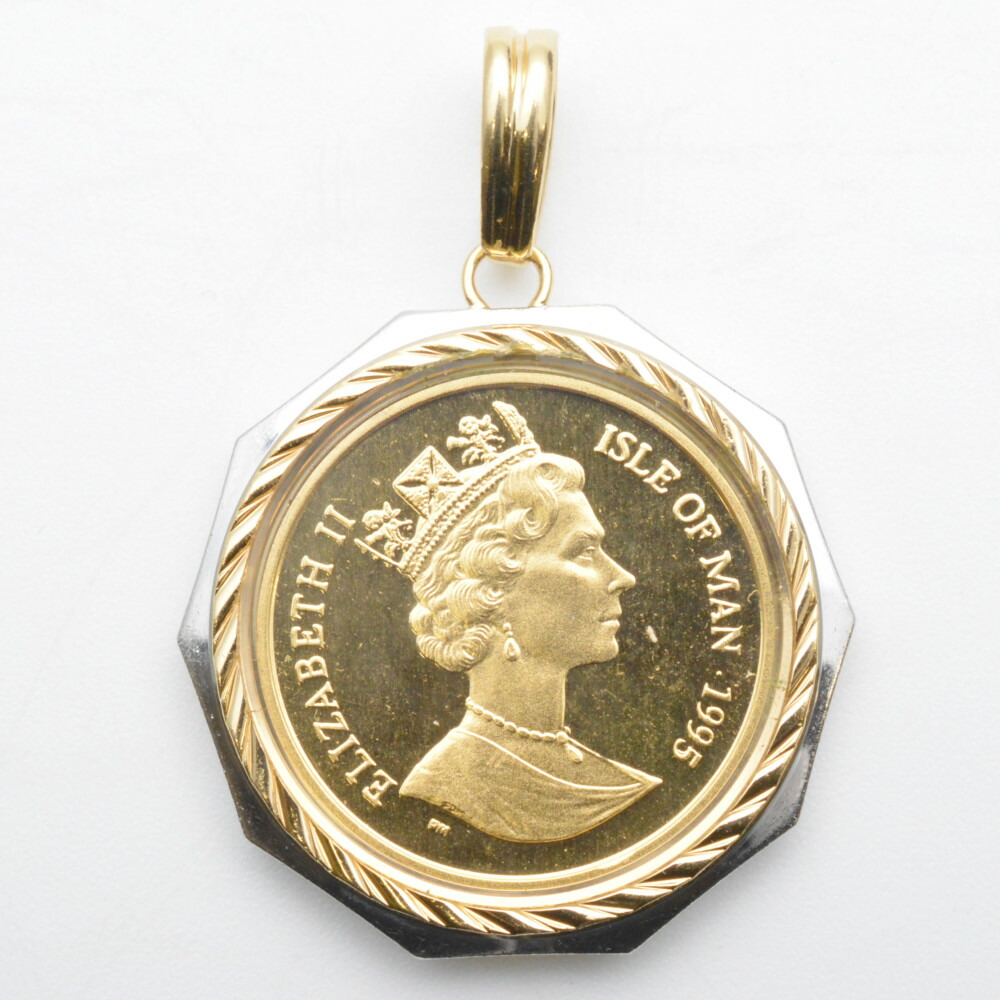 楽天市場】K24 K18 コインペンダント マン島 キャット 1/25オンス 1992