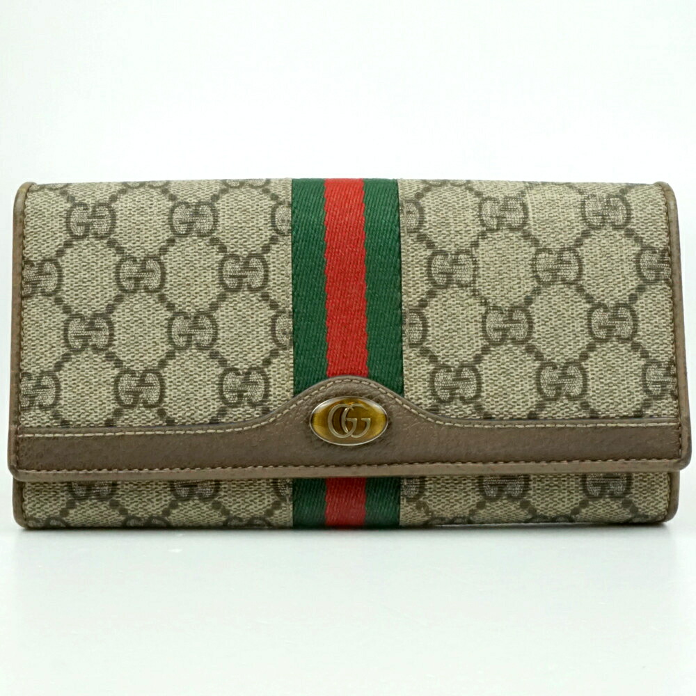 GUCCI グッチ 546592・534563 オフディア GGスプリーム チェーンウォレット ベージュ系 ロングウォレット 長紙入れ メンズ レディース 【中古】
