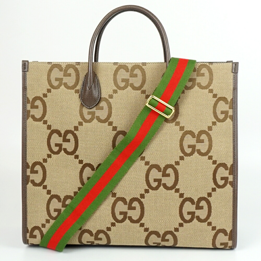 GUCCI グッチ 678839 ジャンボGG トートバッグ ベージュ 赤銅色 茶 ショルダーバッグ 肩かけ 曲がった掛け メンズ レディース 【中古】