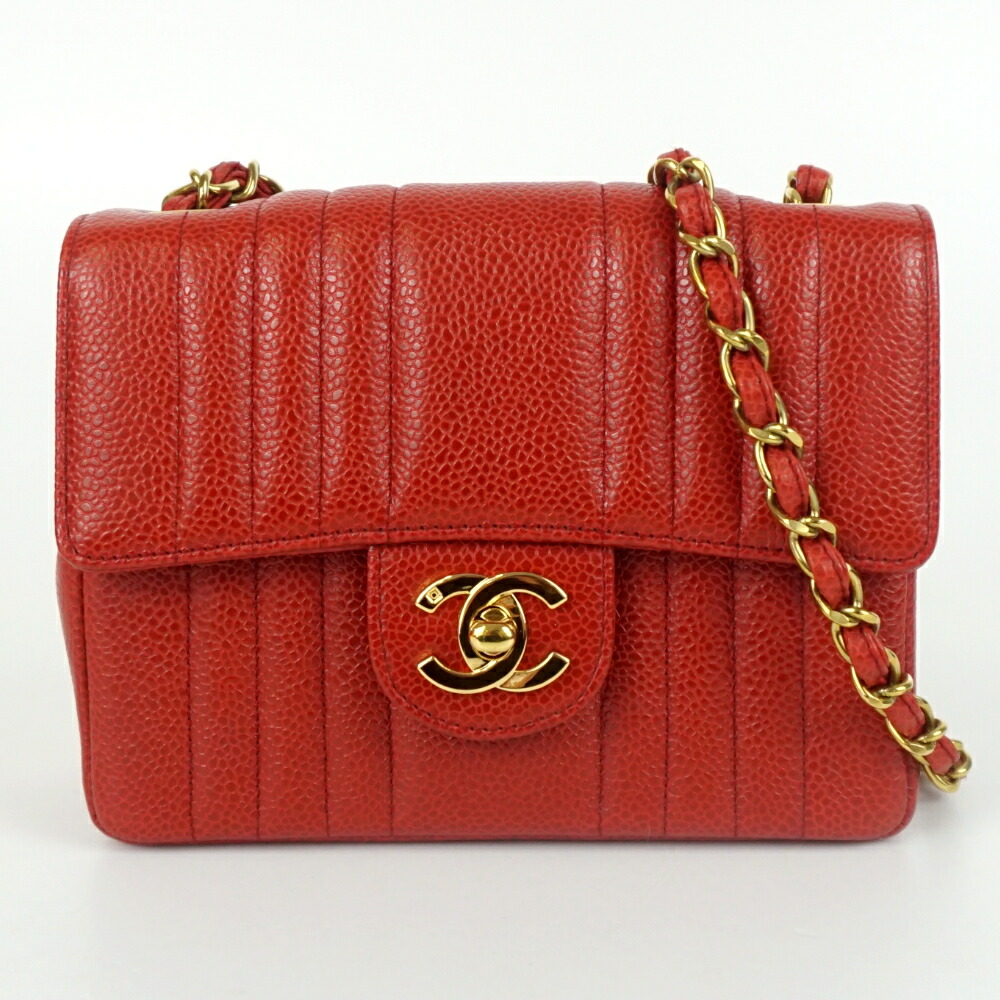 CHANEL　シャネル　マドモアゼルミニチェーンショルダーバッグ　キャビアスキン　レッド　ゴールド金具　ショルダーバッグ　肩掛け　レディース　【中古】｜質屋かんてい局　盛岡店