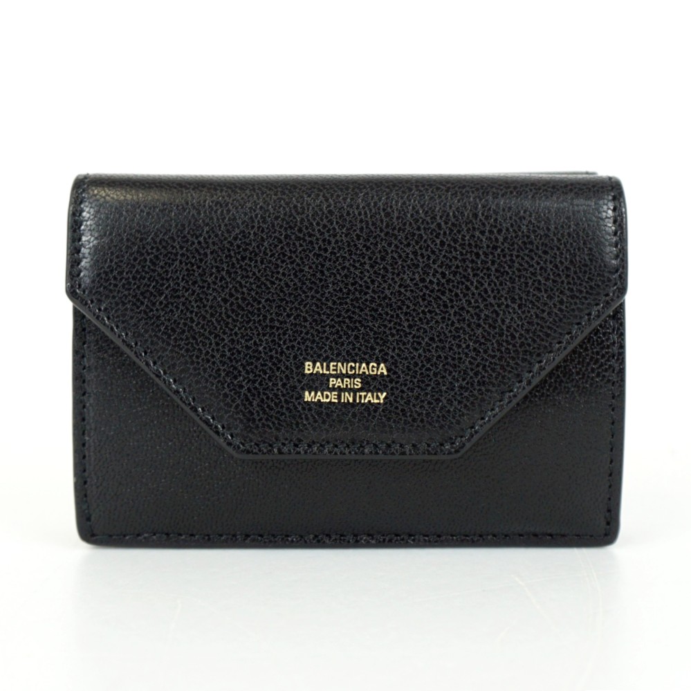BALENCIAGA バレンシアガ 736730 状ぶくろ ミニウォレット 黒いこと 三つ折り紙入れ コンパクトウォレット メンズ レディース 【中古】
