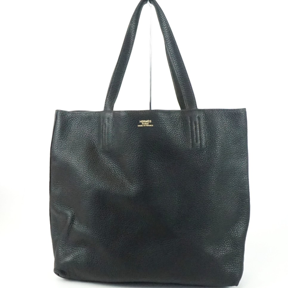 HERMES エルメス ドゥブレサンス45 黒いこと 赤銅色 JO目じるし(2011年生み出すこと) 2WAY リヴァーシブル トートバッグ 膝掛け メンズ レディース 【中古】 バッグ・小物・ブランド雑貨-レディースバッグ-バッグ