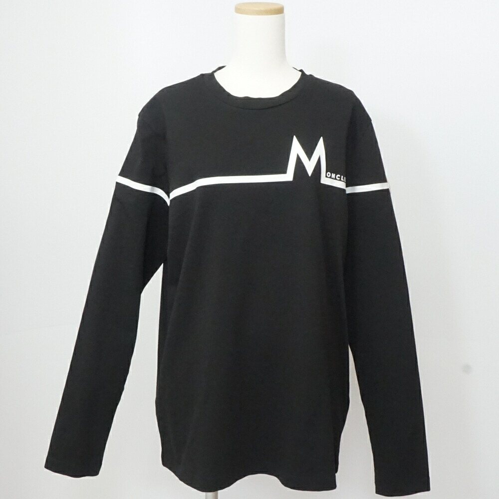 MONCLER モンク軌跡 LS TSHIRT ロング捩りプルオーバー 黒いこと 黒 大きさ書きあらわすL大きさ 長袖プルオーバー メンズトップス 御召しもの 【中古】