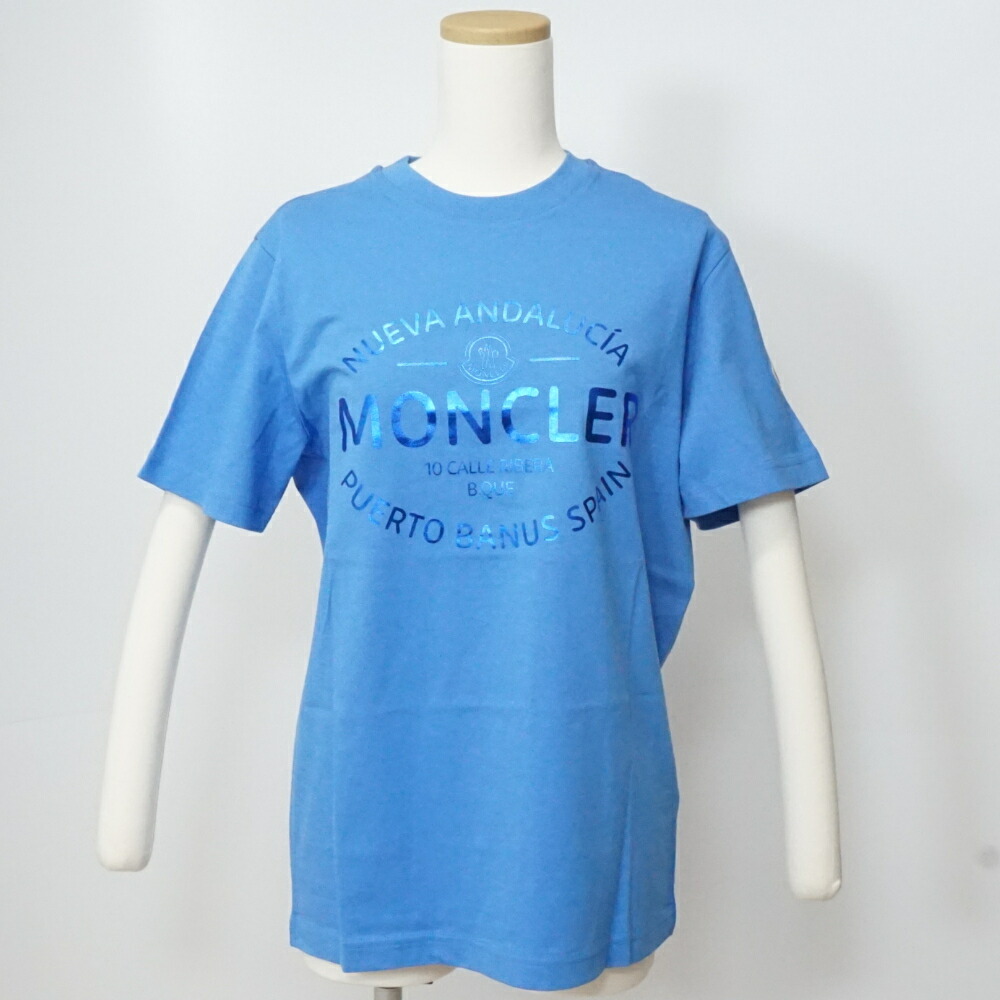 MONCLER モンク軌道 SS T-SHIRT NUEVA ANDALU 青色 大いさS 半袖ティーシャツ トップス お召しもの メンズ レディース 【中古】 トップス-Tシャツ・カットソー