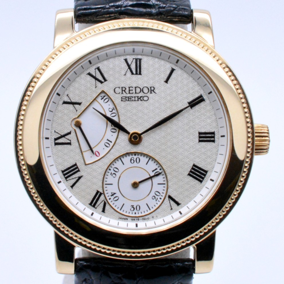SEIKO　セイコー　GBAY996/4S79-0010　CREDOR　クレドール　手巻き式メカニカルパワーリザーブ　アイボリー系　ケース・尾錠18KT　18金　35mm　メンズ時計　腕時計　【中古】