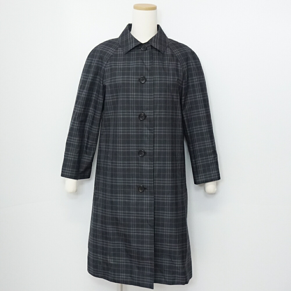 BURBERRY　バーバリー　FRG36-001　チェック柄コート　ブラック　黒　サイズ表記7　ノバチェック　レディースコート　アパレル　【中古】