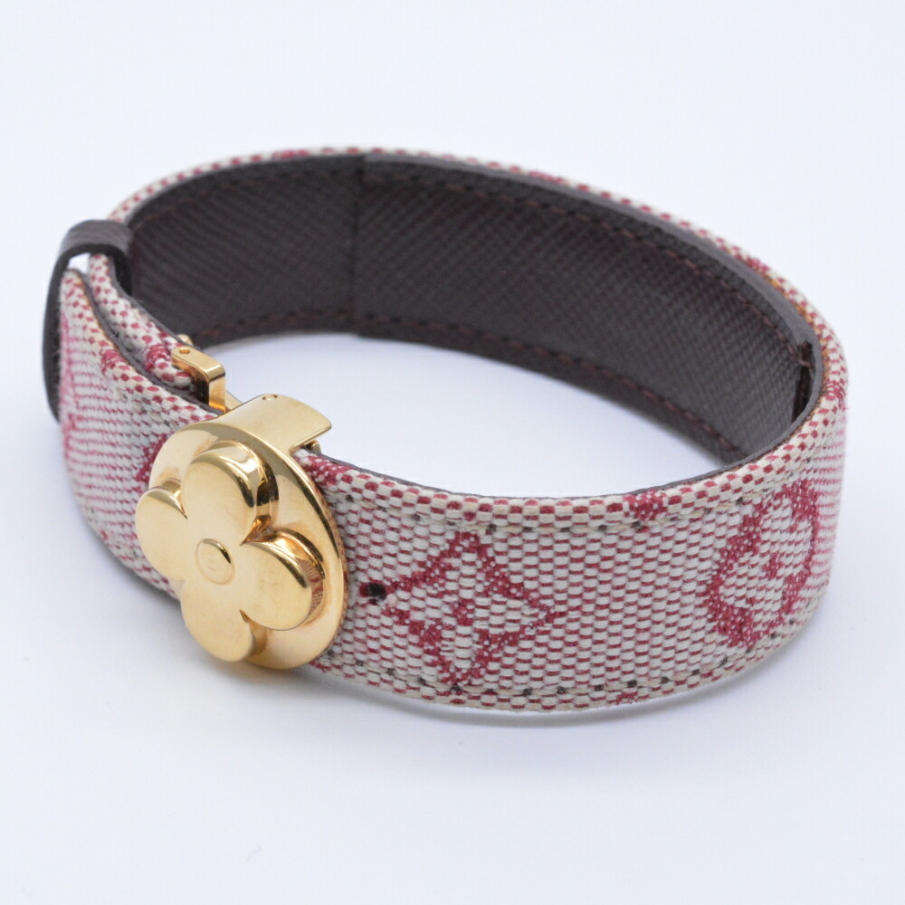 LOUIS VUITTON　ルイヴィトン　M64459　グッドラックブレスレット　モノグラム・ミニ　レッド系　腕周り最大約17cm　ブレスレット　アクセサリー　レディース　【中古】