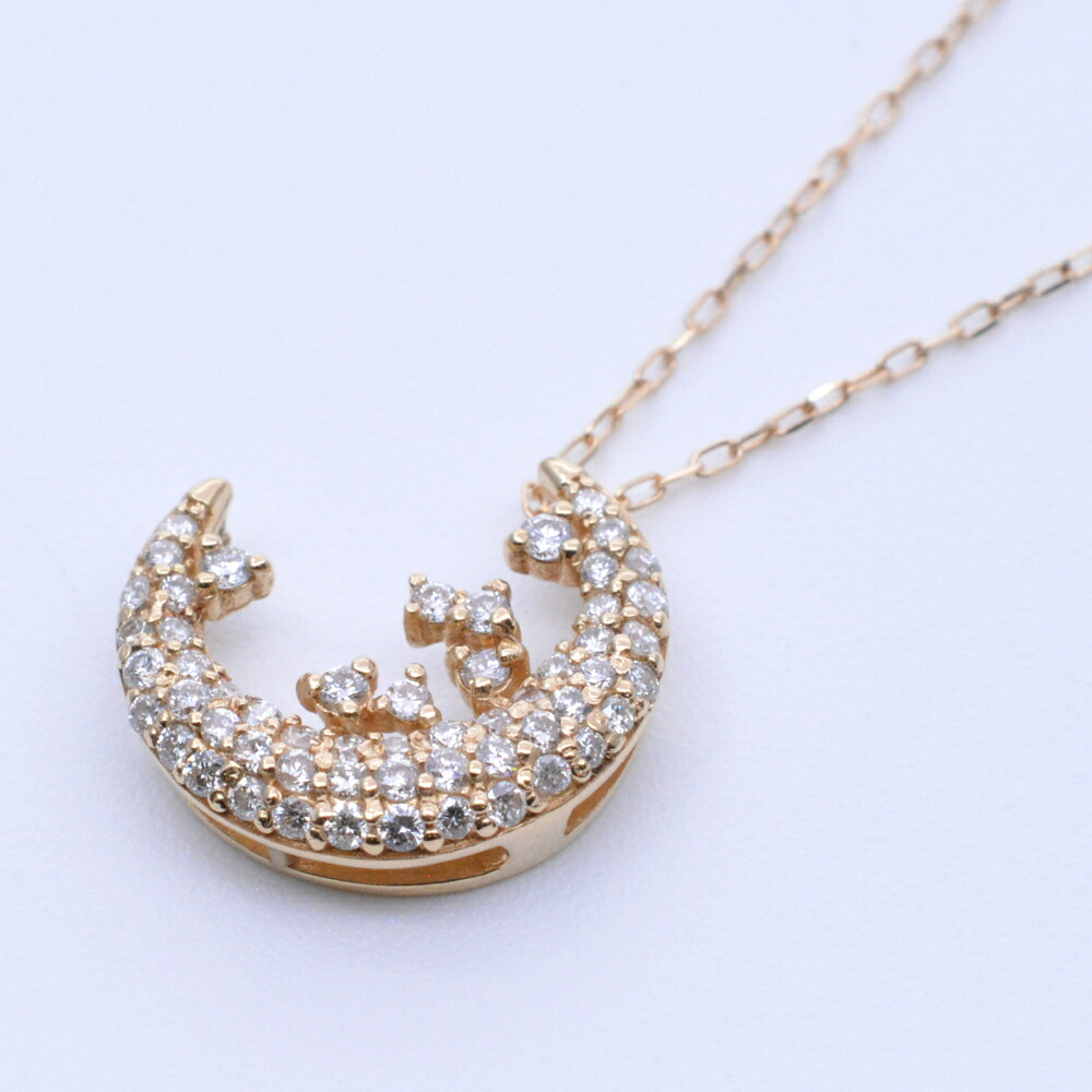 K18　ダイヤネックレス　イエローゴールド　金　ダイヤモンド0.35ct　総重量約2.2g 　チェーン長さ約45cm(スライド式アジャスター)　ジュエリー　アクセサリー　【中古】｜質屋かんてい局　盛岡店