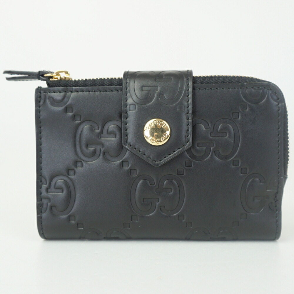 GUCCI グッチ 790131 ミディアムウォレット 黒いこと 黒 折り紙入れ 2つ折り GG柄 コンパクトウォレット メンズ レディース 【中古】