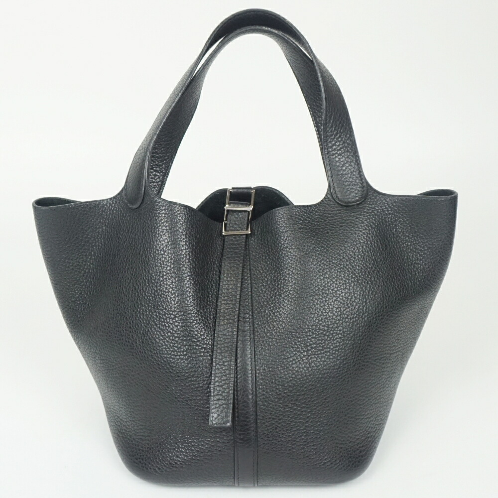 HERMES　エルメス　ピコタンMM　□G刻印(2003年製造)　ブラック　黒　ハンドバッグ　手提げバッグ　メンズ　レディース　【中古】