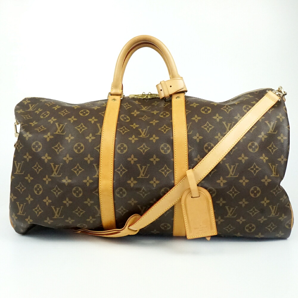 LOUIS VUITTON ルイヴィトン M41414 キーポル・バンドリエール55 モノグラム・帆布 赤銅色 茶 ボストンバッグ 旅するかばん メンズ レディース 【中古】