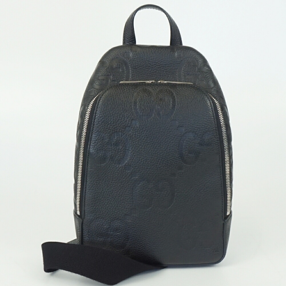 GUCCI グッチ 766937 ジャンボGG クロスボディバッグ 黒いこと 黒 GG柄 ショルダーバッグ 肩かけ 曲がった掛け メンズ レディース 【中古】
