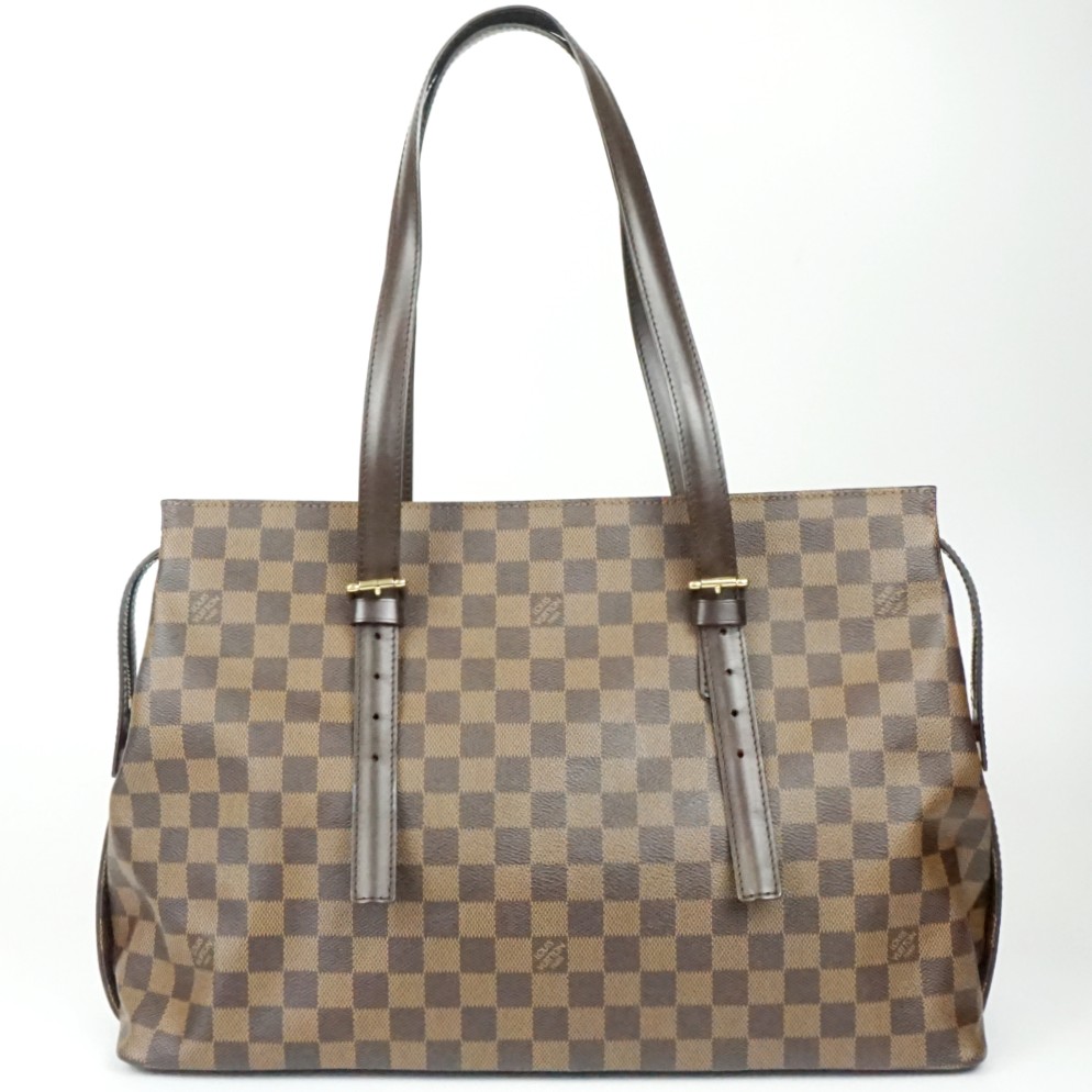 【中古】 LOUIS VUITTON ルイヴィトン N51119 チェルシー ダミエ・エベヌキャンバス 赤銅色 茶 トートバッグ 肩部 肩かけ レディース