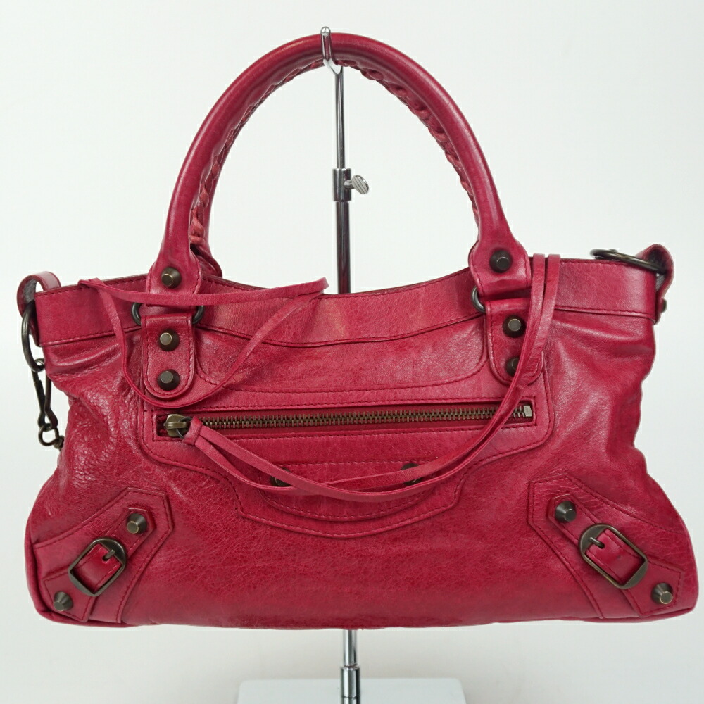 BALENCIAGA バレンシアガ 103208 ザ 一塁手 赤いこと ハンドバック 2WAY御徒面子 肩かけ レディース 【中古】