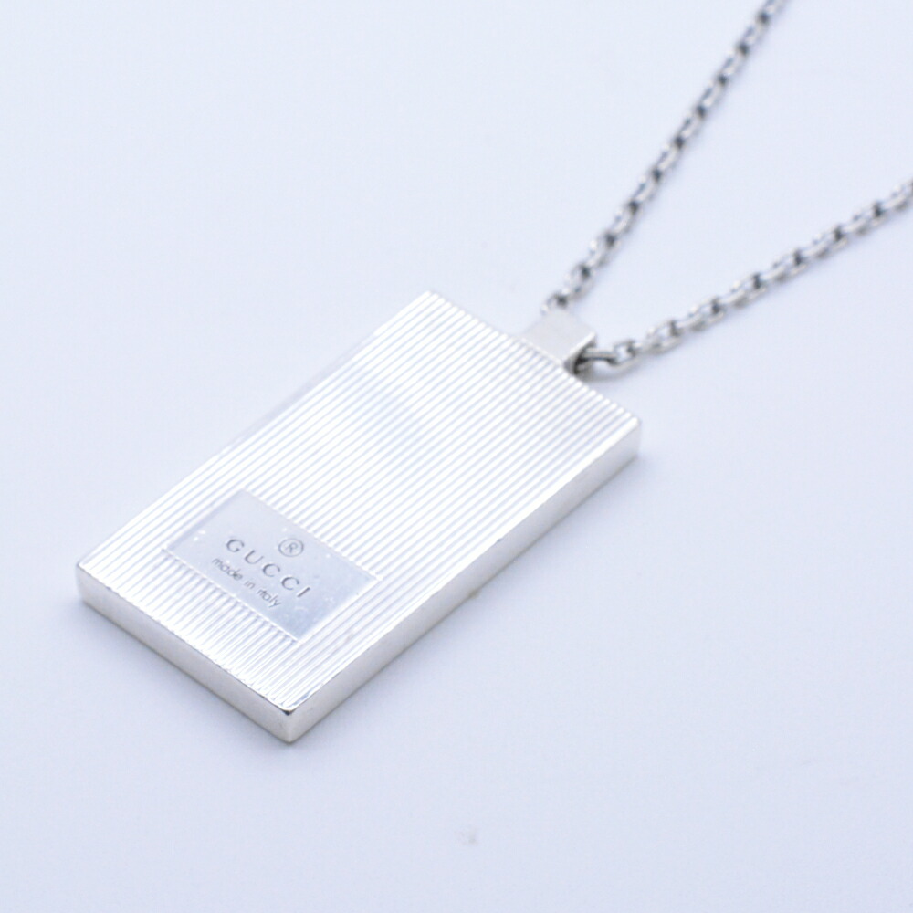 【中古】 GUCCI グッチ ロゴプレートネックレス SV925 チェーン店約50糎 掛け目約29.7g 頸飾り 宝飾品 添え物 メンズ レディース 【中古】