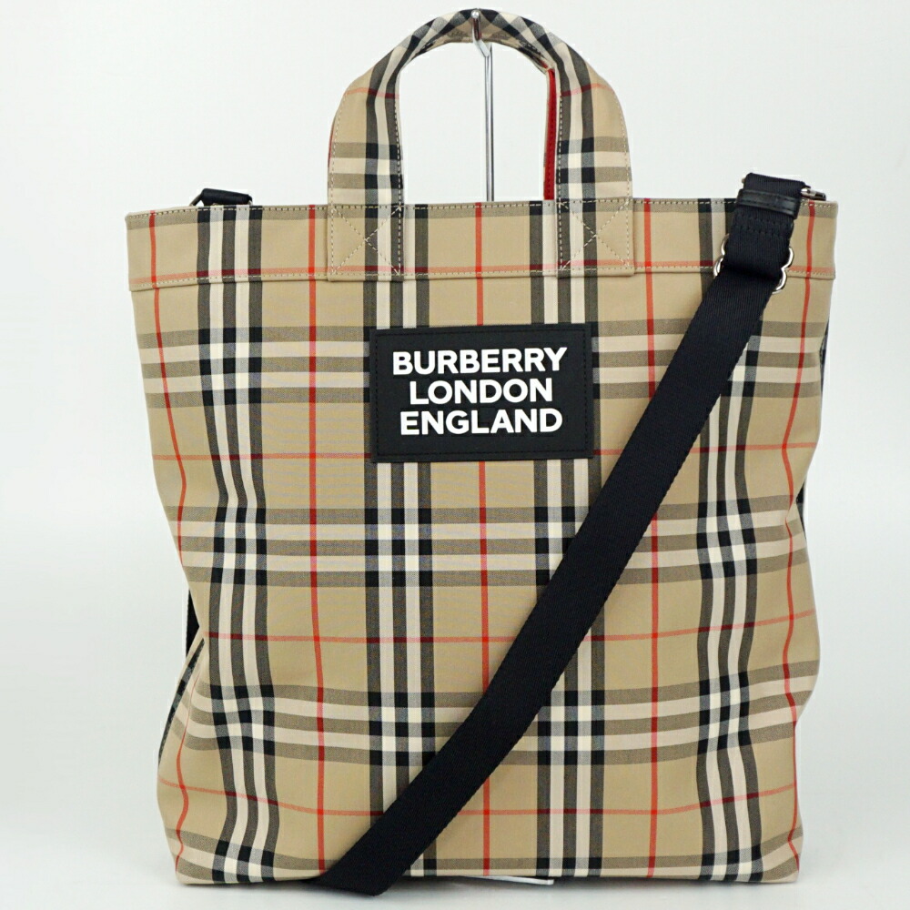 【中古】 BURBERRY バーバリー 8017740 ヴィンテージチェック 2WAY御徒面子 ベージュ系 茶 トートバッグ ショルダーバッグ 肩かけ 曲がった掛け メンズ レディース