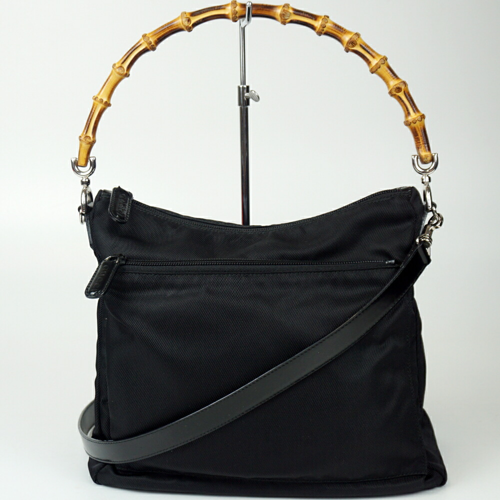 【中古】 GUCCI グッチ 000.2058.0509.5 バンブー 2WAY御徒面子 黒いこと 黒 ショルダーバッグ 肩かけ レディース