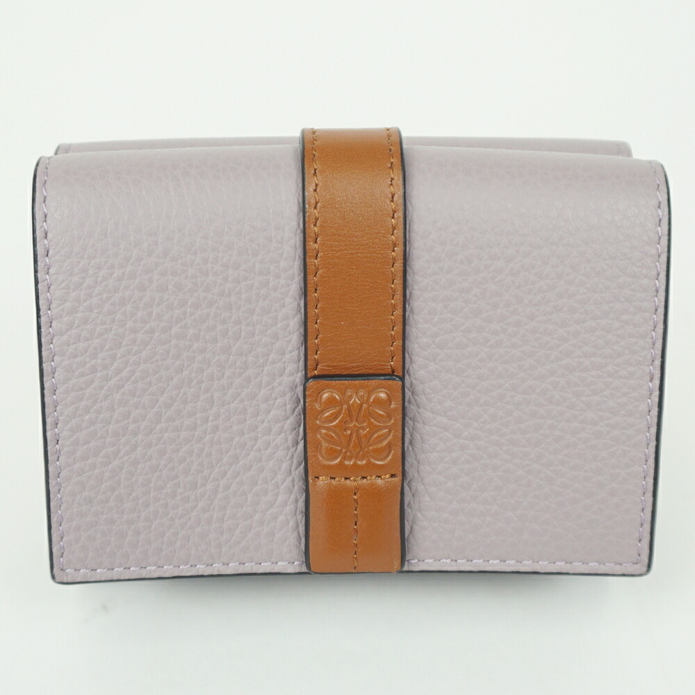 【中古】 LOEWE ロエベ C660TR2X03 トライフォールド ウォレット パープル系×赤銅色 折り紙入れ 3つ折り レディース