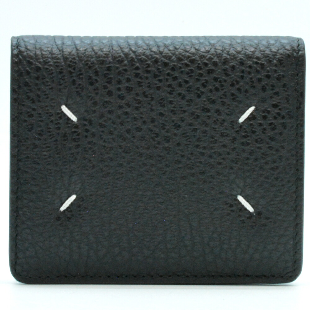 【中古】 Maison Margiela メゾンマルジェラ S56UI0140 4ぬい目 2つ折りウォレット 黒いこと 黒 ミニ紙入れ コンパクトウォレット メンズ レディース