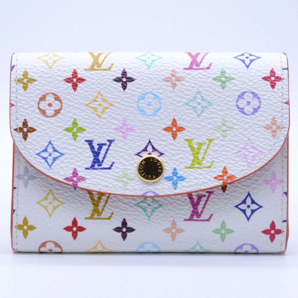 【中古】 LOUIS VUITTON ルイヴィトン M13399 ポルトモネ・ロザリ 村上隆共同研究 モノグラム・マルチ色つや ブロン 白いこと 白 コンパクトウォレット ミニ金入れ レディース