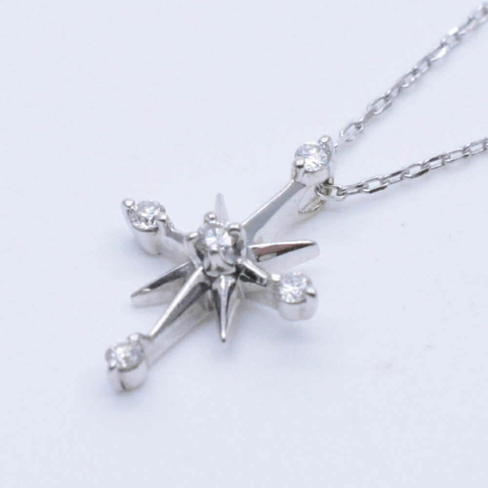 【中古】 STAR JEWELRY スタージュエリー ダイヤネックレス K18WG ダイヤモンド0.04ct チェーン約43cm 重量約1.1g 首飾り ジュエリー アクセサリー レディース|質屋かんてい局 盛岡店