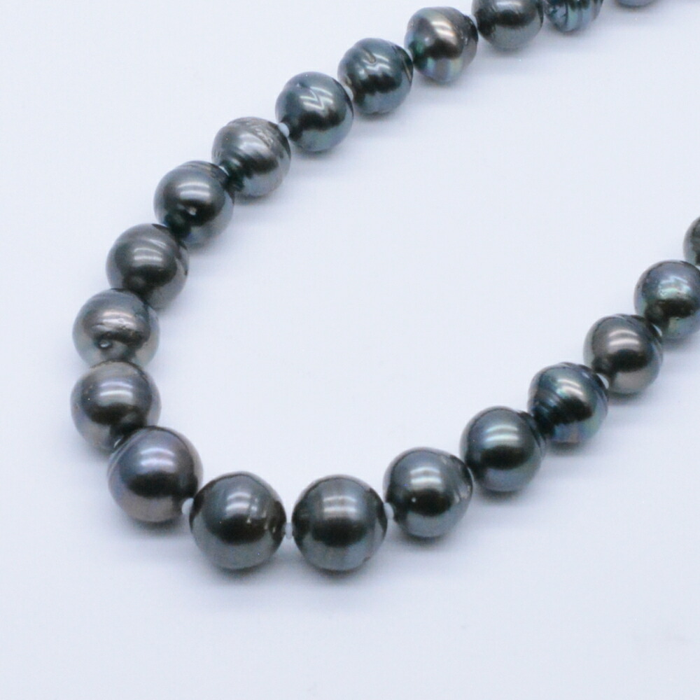 【中古】 黒蝶真珠 バロックネックレス　ブラック　黒　クラスプ部分SV　パールサイズ約8mm～約11mm　チェーン約50cm　重量約55.5g　首飾り　ジュエリー　アクセサリー　レディース｜質屋かんてい局　盛岡店
