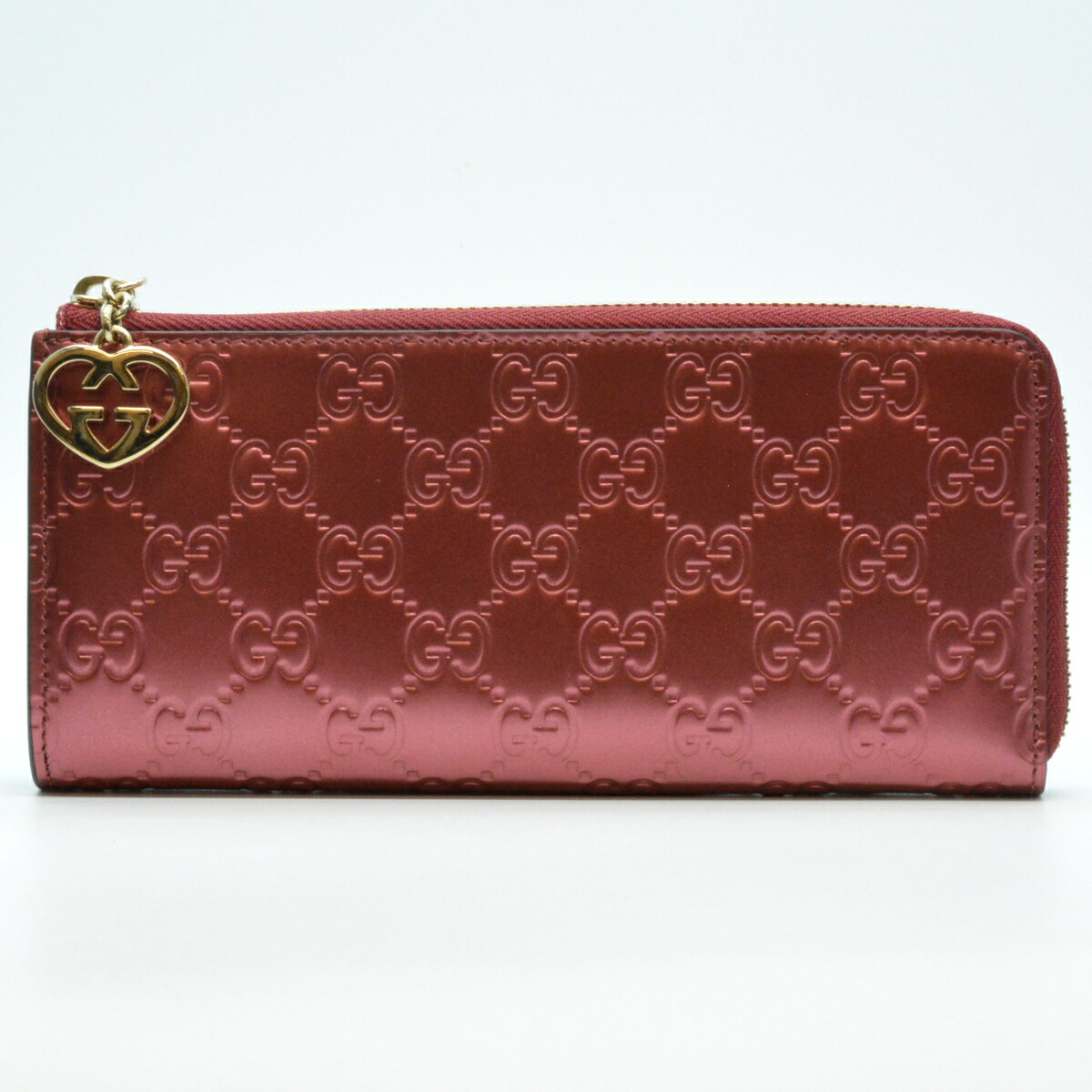 【中古】 GUCCI グッチ 295671 L字ジッパー長紙入れ さくら色系 ゴールド金具 GG柄 レディース紙入れ