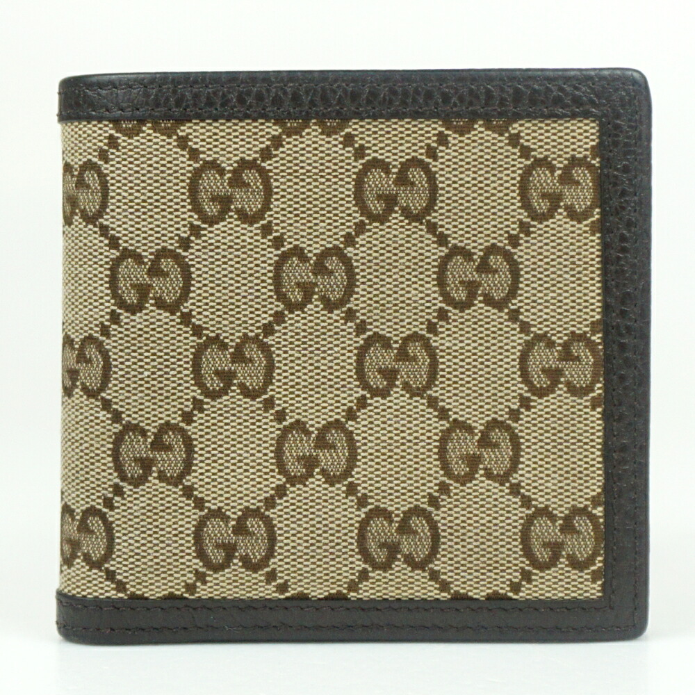 【中古】 GUCCI グッチ 150413 二つ折り財布 ベージュ ブラウン コンパクトウォレット ブランド小物 メンズ レディース|質屋かんてい局 盛岡店