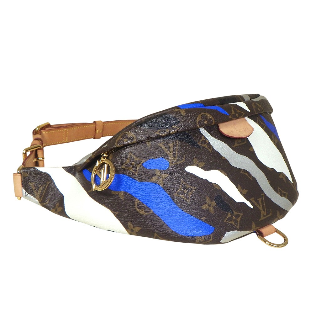 LOUIS VUITTON ルイヴィトン バムバッグ リーグオブレジェンド 二人三脚 M45106 上半身御徒面子 酉の方角合財袋 なめし革 モノグラム 赤銅色 靉靆たる赤銅色 青碧 しろがね色 白いこと ゴールド(金具)【中古】【座標軸B】