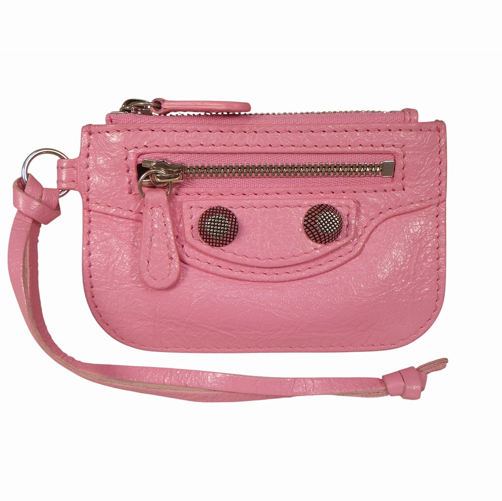 BALENCIAGA バレンシアガ Le Cagole ル カゴール コインホルダー 776769 アリーナラムスキン ピンク シルバー(金具)【程度AB】【中古】