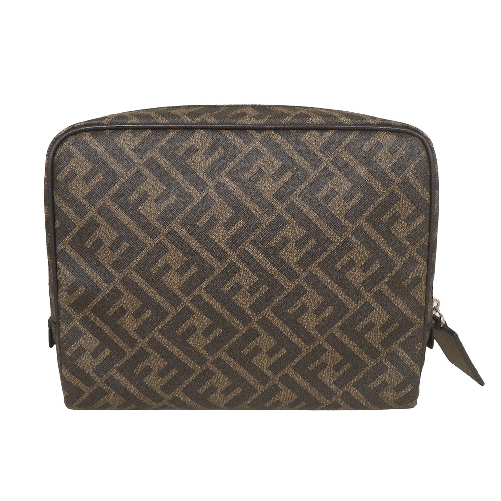 FENDI フェンディ クラッチバッグポーチ 7N0116 ズッカ柄 赤銅色 しろがね色金具【座標軸SA】【中古】