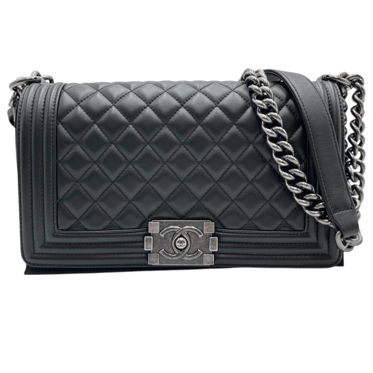 CHANEL シャネル ボーイシャネル25 チェーンショルダーバッグ A67086 カーフスキン シルバー金具 ブラック 【程度AB】【中古】｜かんてい局新潟万代店