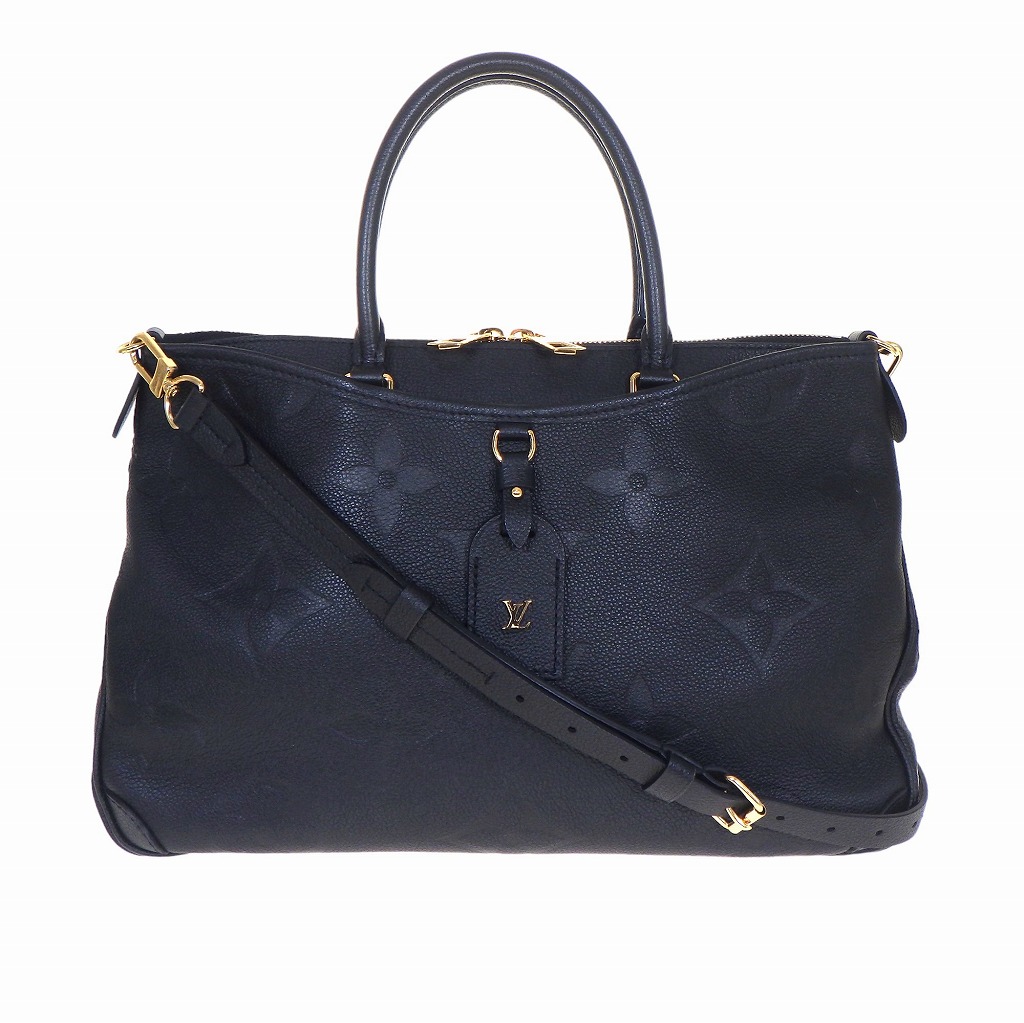 LOUIS VUITTON ルイヴィトン トリアノンMM 2way ショルダーハンドバッグ M46487 モノグラム・ジャイアント アンプラント レザー ベロア ノワール ブラック×ネイビー×ゴールド金具 【程度A】【中古】