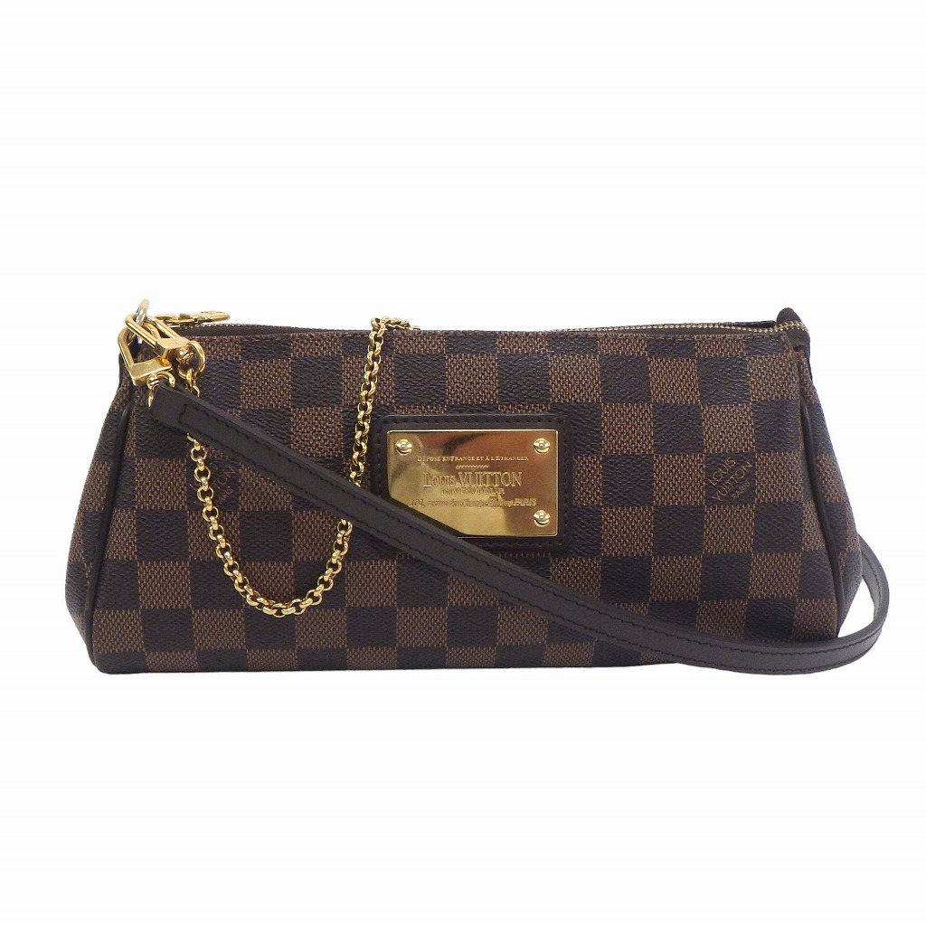 LOUIS VUITTON ルイヴィトン エヴァ N55213 2way  ショルダーバッグ ダミエ 赤銅色 曲がった掛け 肩かけ 手持ち【座標軸B】【中古】