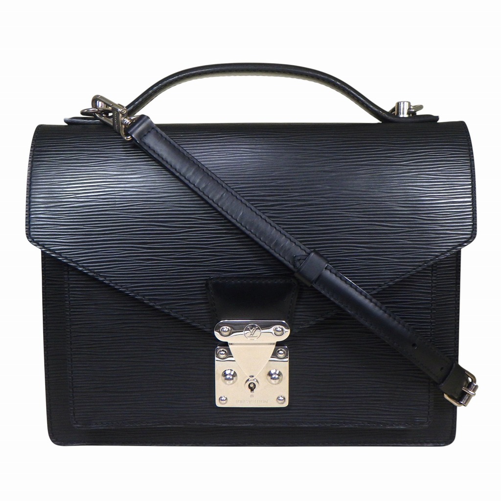 LOUIS VUITTON ルイ・ヴィトン モンソー 2way セカンドバッグ ショルダーバッグ M52792 エピ ノワール ブラック シルバー金具【程度AB】【中古】