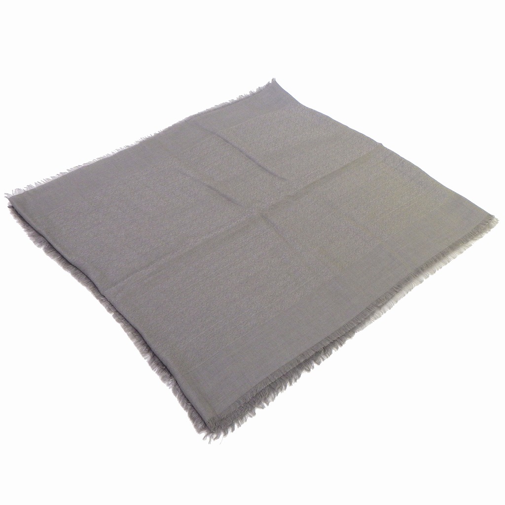 LOEWE ロエベ ミニアナグラム ストール トュープ / グレージュ ウール シルク カシミヤ 約200cm×45cm 【程度A】【中古】
