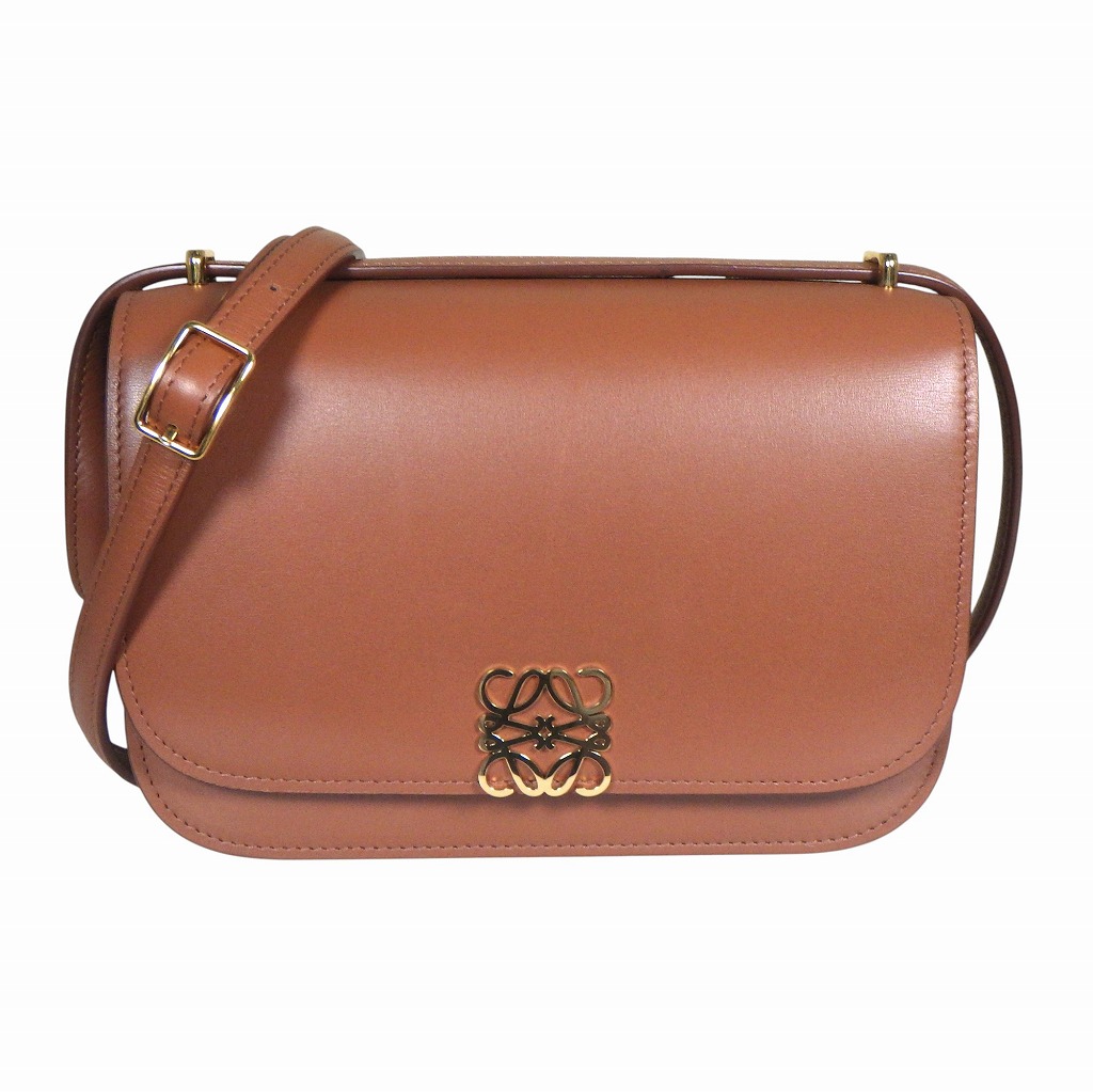 LOEWE ロエベ ゴヤスモールバッグ ショルダーバッグ A896N09X01 カーフレザー 赤銅色 ゴールド金具【座標軸AB】【中古】