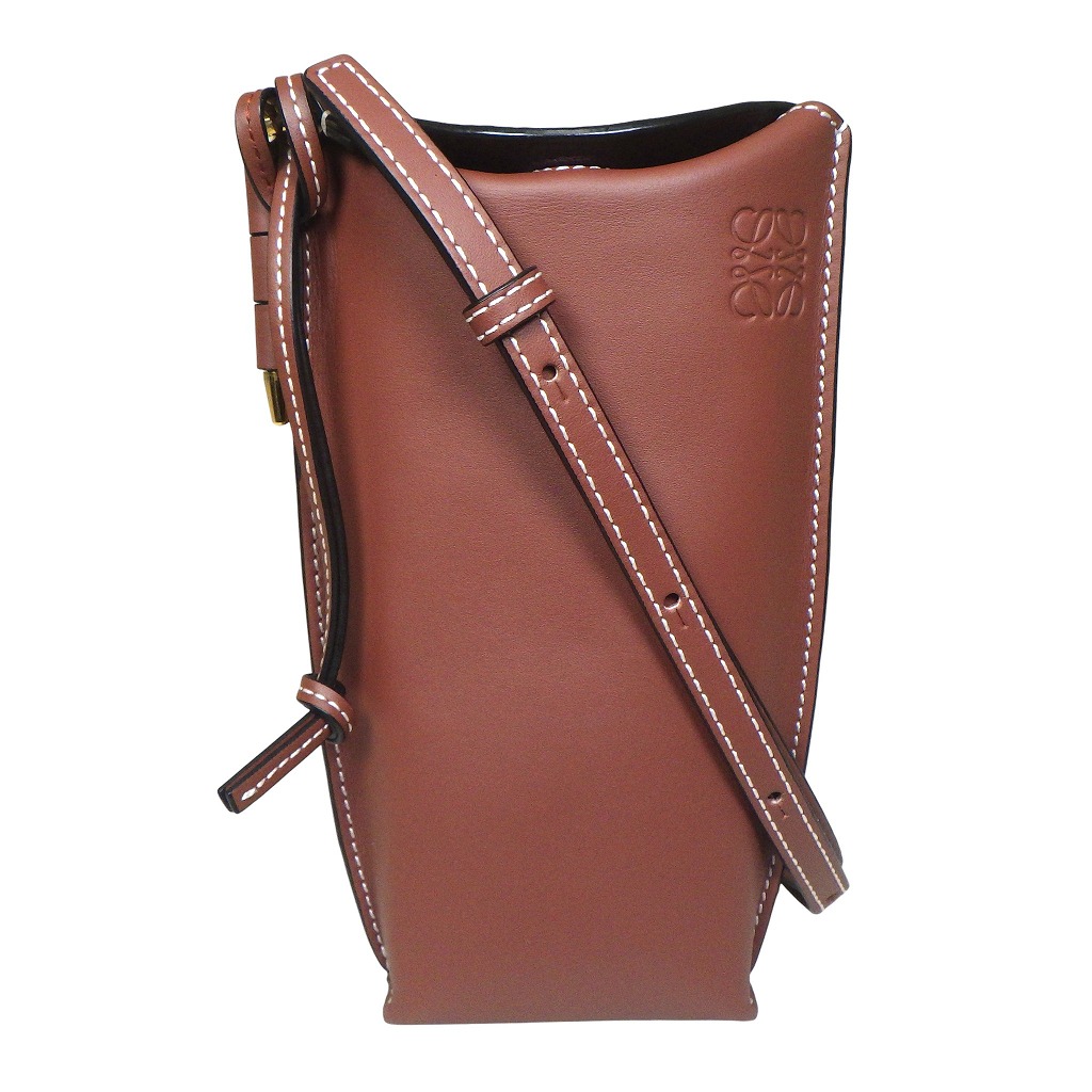 LOEWE ロエベ ゲートポケット 109.30.Z42 クラシックカーフスキン ショルダーバッグ クロスボディバッグ タン ブラウン×ゴールド金具【程度AB】【中古】|かんてい局新潟万代店
