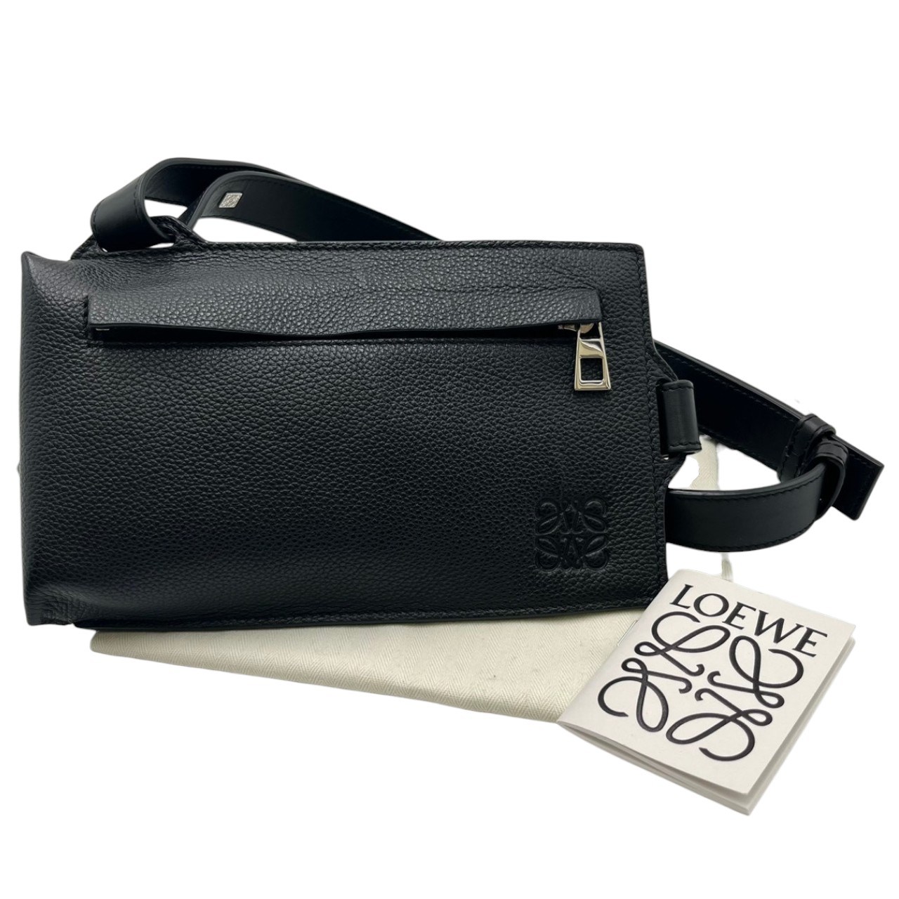 LOEWE ロエベ バーティカル T衣嚢 上半身御徒面子 C660P02X01 アナ瓦 黒いこと 黒 ソフトグレインカーフ なめし革【座標軸AB】【中古】