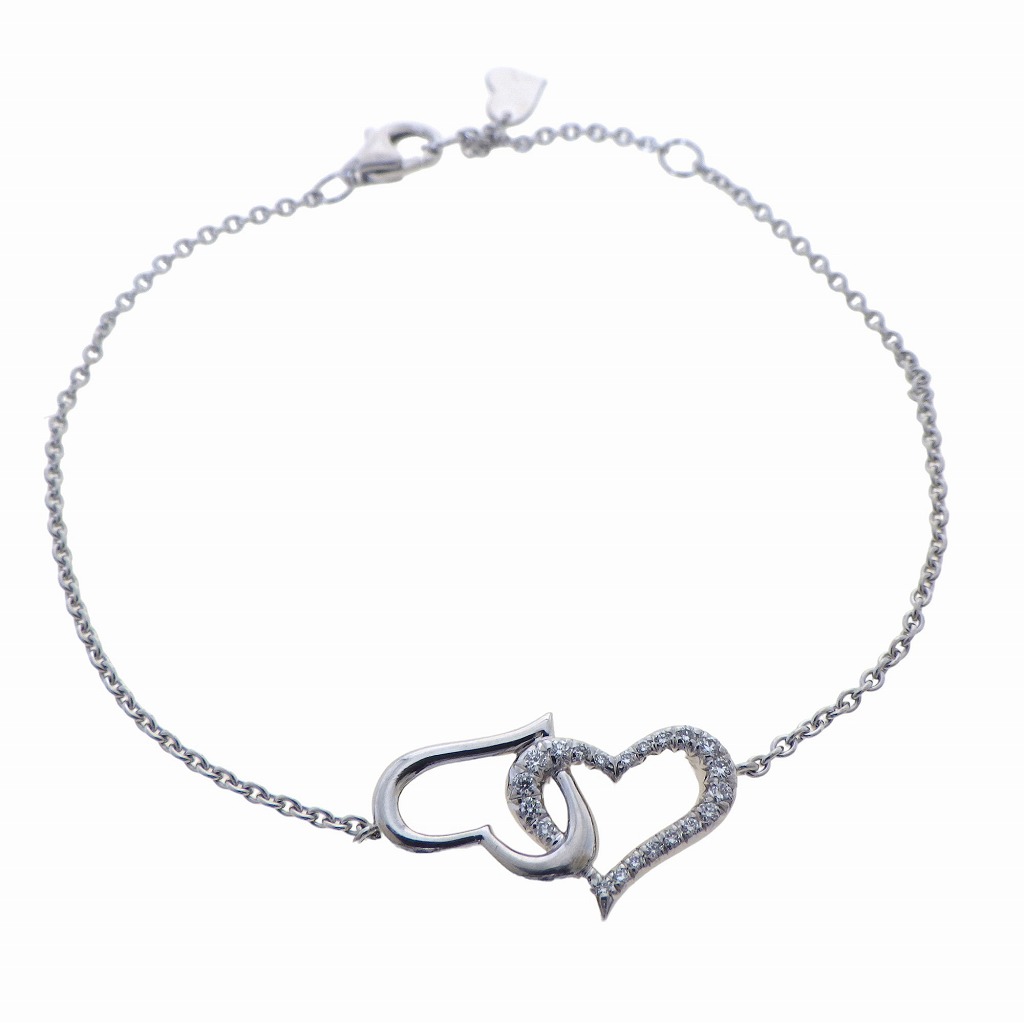 PIAGET ピアジェ ライムライト 21Pダイヤモンド ダブルハート ブレスレット 約18cm K18WG/ ホワイトゴールド 【仕上げ済み、程度B】【中古】