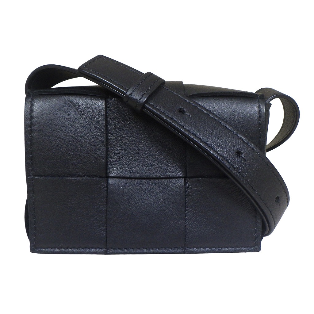 BOTTEGA VENETA ボッテガ・ヴェネタ キャンディカセット ショルダーバッグ 667048 マキシイントレチャート レザー ブラック【程度AB】【中古】|かんてい局新潟万代店