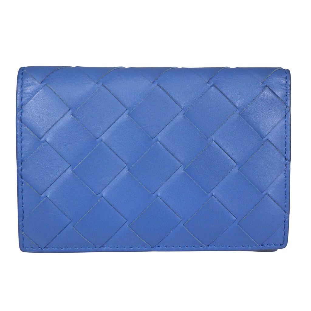 BOTTEGA VENETA ボッテガヴェネタ イントレチャート フラップカードケース 749417 レザー ブルー系&times;オリーブ系 【程度AB】【中古】｜かんてい局新潟万代店