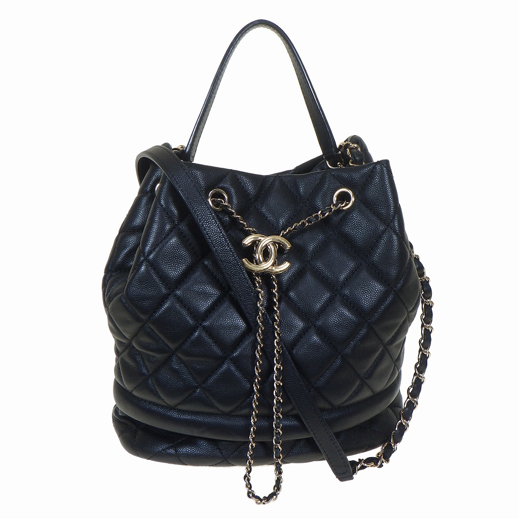 CHANEL シャネル マトラッセ ココマーク ドローストリング 巾着 2WAYショルダーバッグ AS0894 ブラック ゴールド金具 キャビアスキン グレインドカーフスキン【程度B】【中古】｜かんてい局新潟万代店