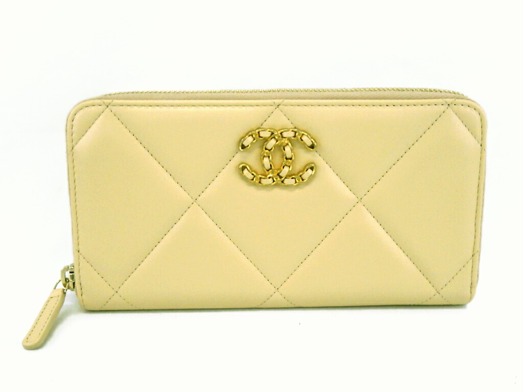 長財布 Chanel ラムスキン ラウンドファスナー ベージュ ゴールド金具 ラムスキン 美品 シャネル19 美品 Chanel 中古 長財布 かんてい局新潟万代店 長財布 Chanel ラムスキン ラウンドファスナー ベージュ ゴールド金具 ラムスキン 美品 シャネル19 美品 Chanel 中古 長財布 かんてい局新潟万代店