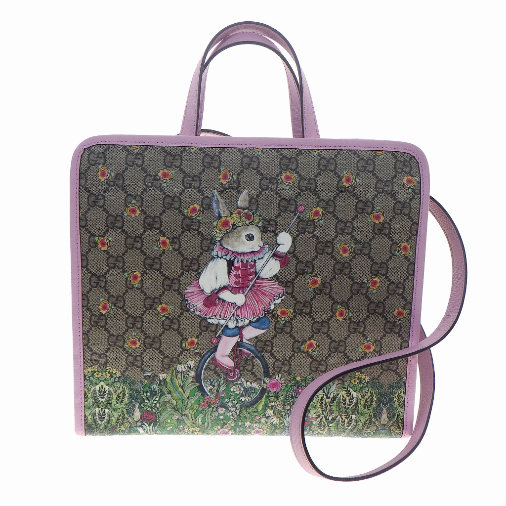 GUCCI グッチ　チルドレンズ　トートバッグ　ピンク　キャンバス　鞄　かばん