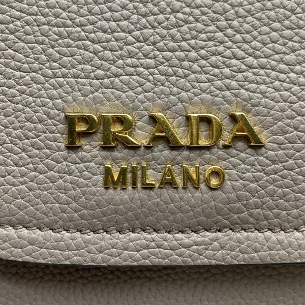 ほぼ未使用 PRADA プラダ 1BA270 レザー 2WAY ショルダーバッグ トートバッグ ハンドバッグ グレージュ系 レディース  管理RY22003202 バッグ 