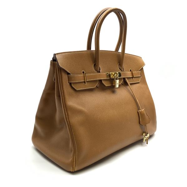 HERMES エルメス バーキン35 ヴォーエプソン ハンドバッグ レザー 茶色 