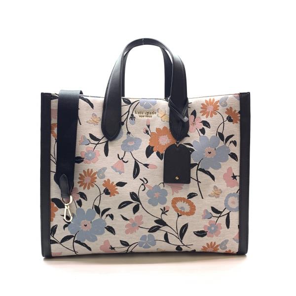 Kate spade ケイトスペード マンハッタンフローラルジャガード ラージ ハンドバッグ トートバッグ 2WAY 花柄 レディース 管理RY25004924
